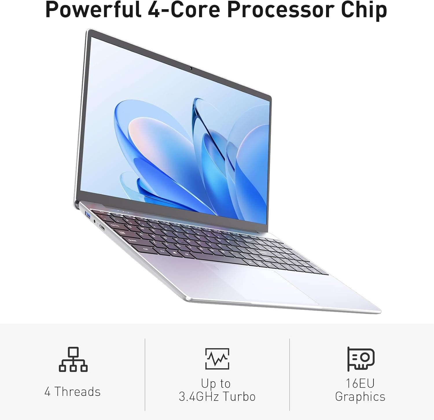 Business Laptop Computer for Work, Notebook PC for College Students, 15.6" FHD Display, 4-Core Processor, Backlit Keyboard, Fingerprint Sensor, Up to 10TB Storage, 16GB RAM, 1TB SSD, Silver 16GB RAM, 1TB SSD Silver - Image 4