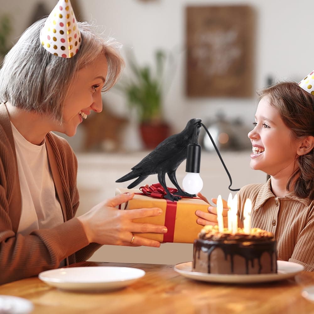 Crow Lamp Raven Table Lamp with Bulb, Crow Light - Gothic Halloween Decor for Bedside Bedroom Living Room Decor - Image 6