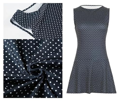 JOLILUNA Polka Dot Mini Dress for Women Sleeveless Round Neck Bodycon Flared Hem Casual Summer Outfit 2025 (Navy Blue,Small) - Image 7