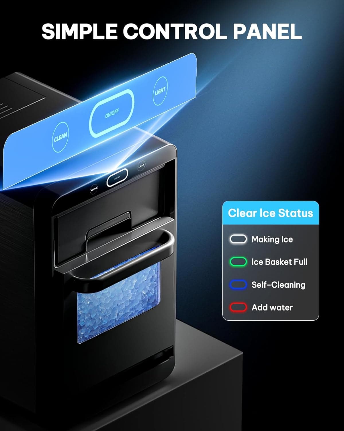 Silonn Nugget Ice Maker Countertop, Crushed Ice Maker & Pebble Ice Machine Produces 44lbs/24h with Front Pull-Out Water Tank & Removable Basket for Home/Kitchen, Stainless Steel Stainless Steel 44lbs - Image 6