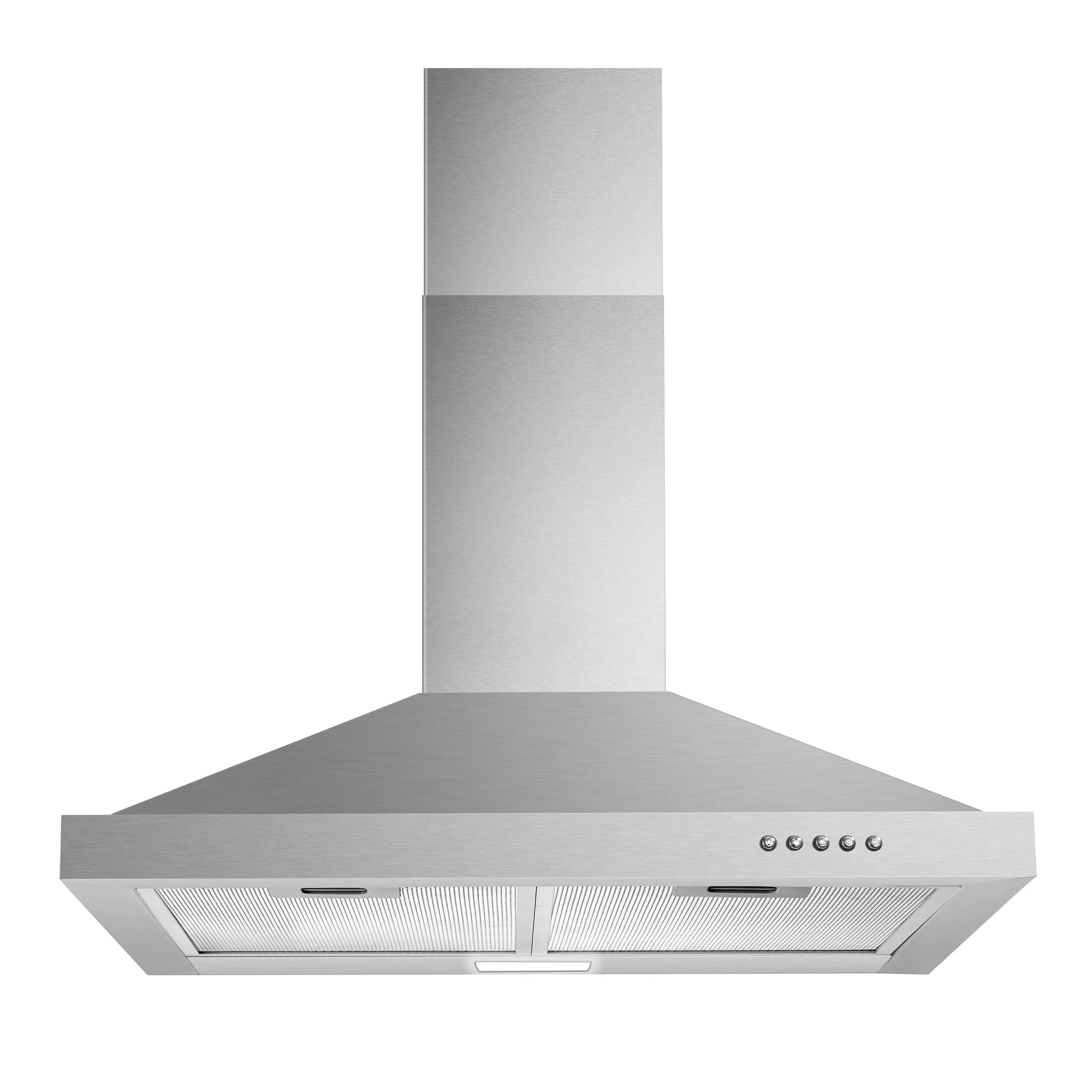 Wall Mount Range Hood 30 inch with Ducted/Ductless Convertible Duct, Stainless Steel Chimney-Style Over Stove Vent Hood with LED Light, 3 Speed Exhaust Fan, 450 CFM Button Control Mesh Filters