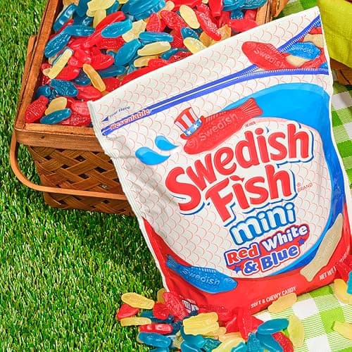 SWEDISH FISH Mini Red, White & Blue Soft & Chewy Candy, Bulk Candy, 1.8 lb - Image 7
