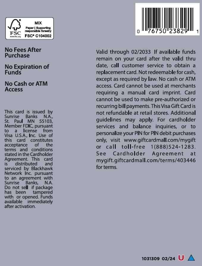 Visa $50 Gift Card (plus $4.95 Purchase Fee) - Image 3