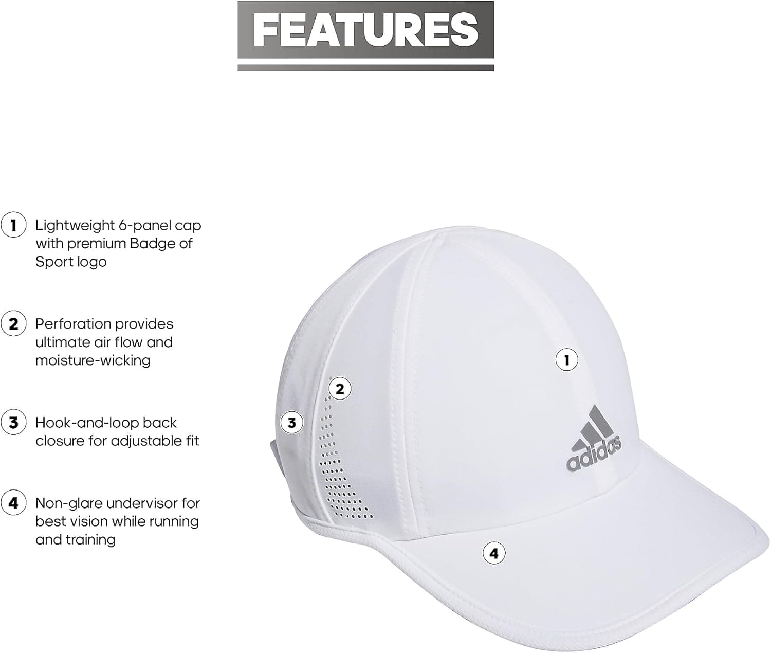 adidas Women's Superlite Hat – Lightweight Athletic Running Cap for Workouts One Size White/Silver Reflective/2.0 - Image 2