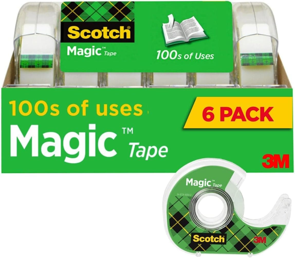 Scotch Magic Tape, Invisible, Repair Christmas Cards and Use as Holiday Gift Wrap Supplies for Christmas, 6 Tape Rolls with Dispensers - Image 2