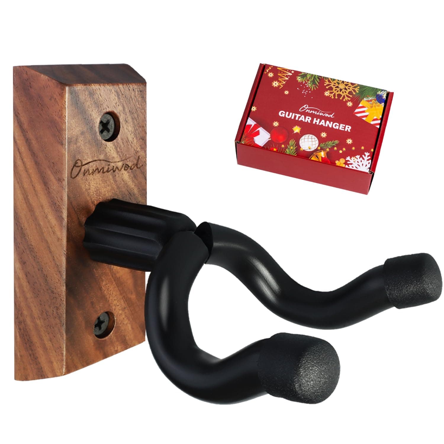 Guitar Wall Mount, Black Walnut Wood Guitar Hanger, U-Shaped Guitar Wall Hanger Mount, Guitar Holder Hook Stand Wall for Acoustic, Electric Guitar, Banjo, Bass, for Guitar Player Men Boy