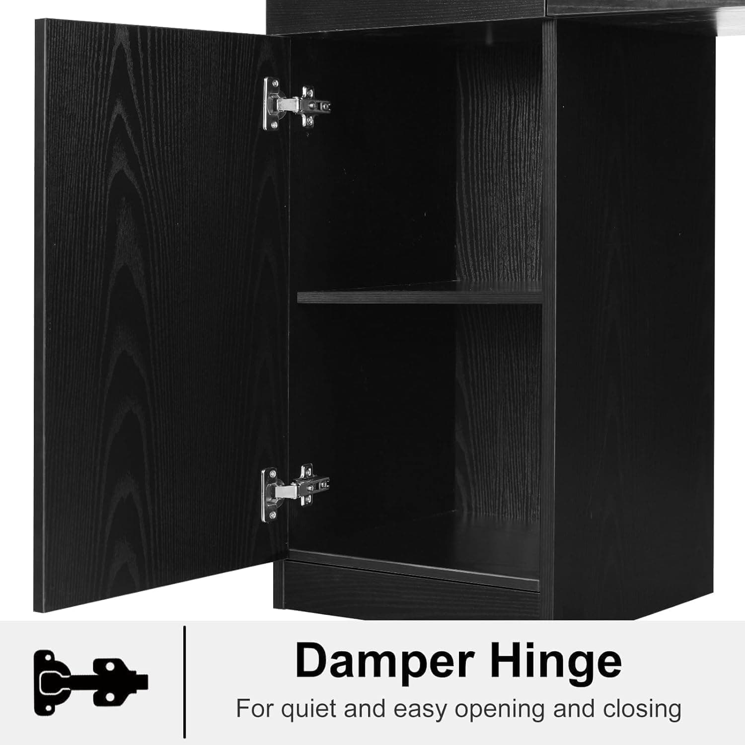 4ever2buy Salon Station for Hair Stylist, Salon Wall Station with Barber Cabinet, Hair Stations Equipment Hair Dryer Holder, Drawers, Wall Mount Barber Beauty Station, Mirror not Included, Black - Image 6