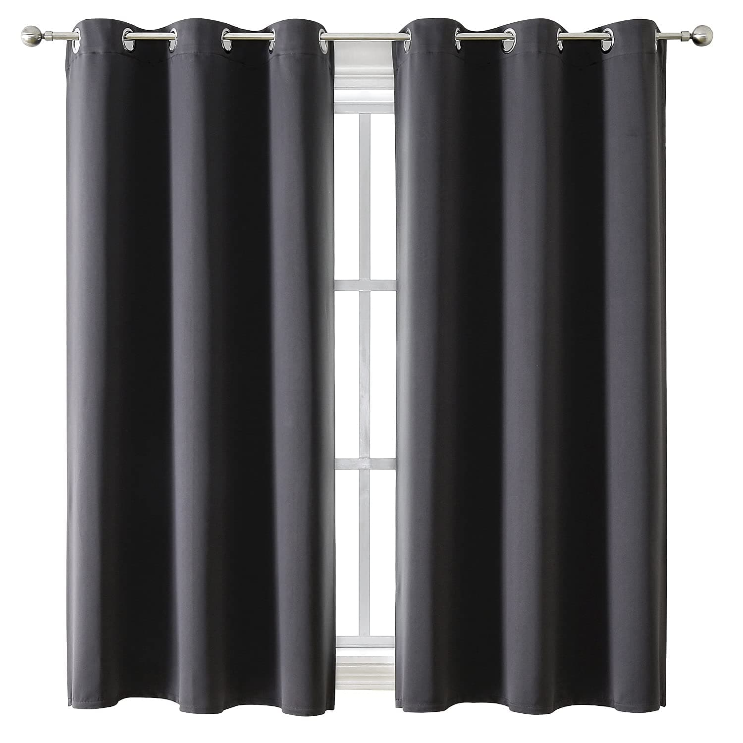 ChrisDowa Grommet Blackout Curtains for Bedroom and Living Room - 2 Panels Set Thermal Insulated Room Darkening Curtains (Dark Grey, 42 x 63 Inch) 42"W x 63"L (Pack of 2) Dark Grey