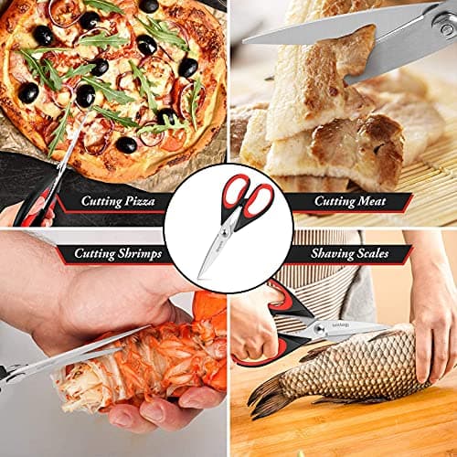 iBayam Kitchen Scissors All Purpose Heavy Duty, Kitchen Utensils Set, Stainless Steel Cooking Utensils Gadgets, Meat Poultry Food Shears Dishwasher Safe Utility Tools Home Gift, with Protective Sheath - Image 8