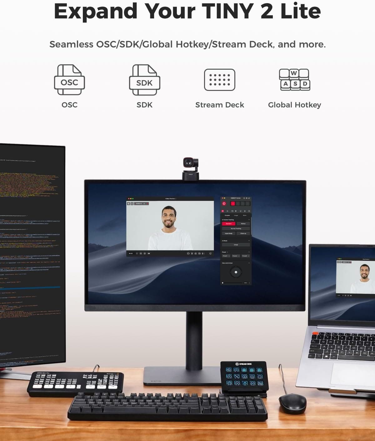 OBSBOT Tiny 2 Lite 4K Webcam for PC, AI Tracking PTZ Streaming Camera with 1/2" Sensor, Gesture Control, 60 FPS, HDR, Microphones, Web Camera for Desktop Computer, Laptop, Meeting, Video Calls, etc. - Image 10