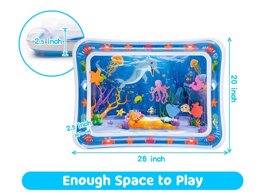 Tummy Time Water Mat丨Inflatable Tummy Time Water Play Mat for Babies, Infants and Toddlers 3 to 12 Months Promote Development Toys Baby Gifts Blue - Image 7