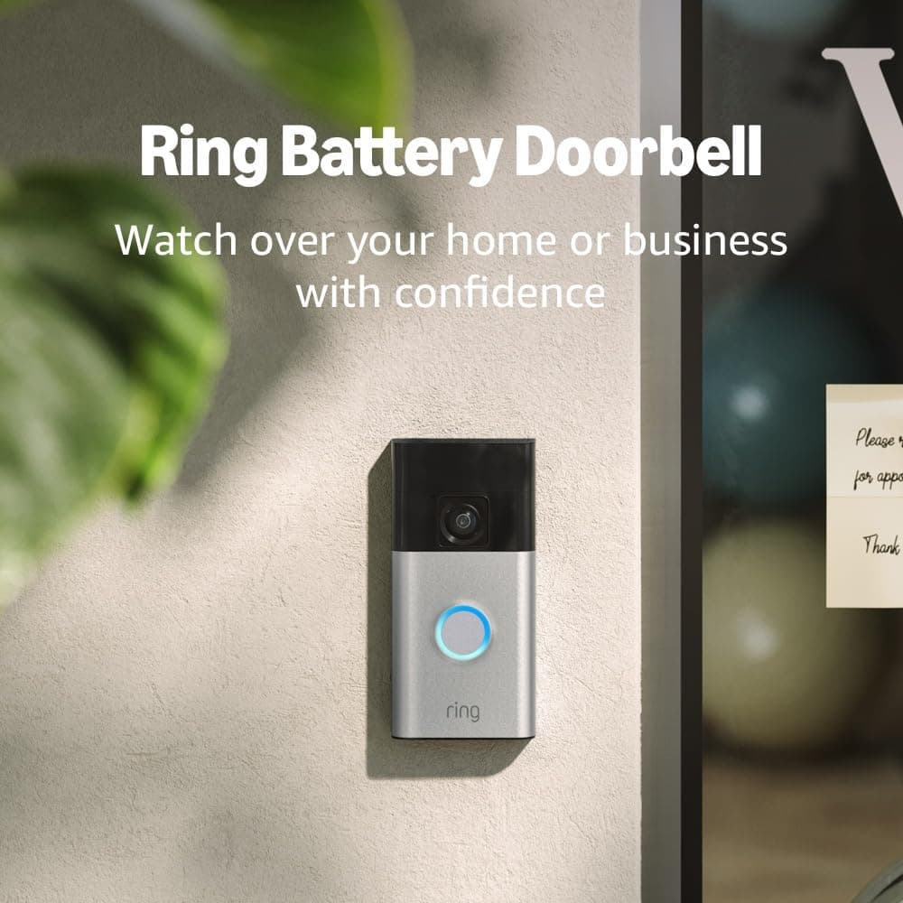 Ring Battery Doorbell (newest model), Home or business security with Head-to-Toe video, Live View with Two-Way Talk, and Motion Detection & Alerts, Satin Nickel Satin Nickel 1 Doorbell