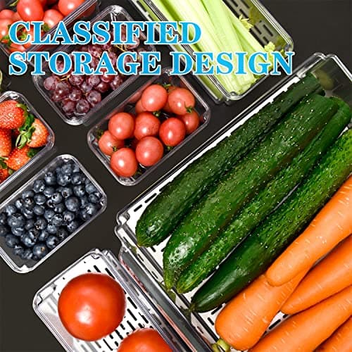 Pomeat 10 Pack Fridge Organizer, Stackable Refrigerator Bins with Lids, BPA-Free Produce Fruit Storage Containers for Fridge, Clear for Food, Drinks, Vegetable - Image 7