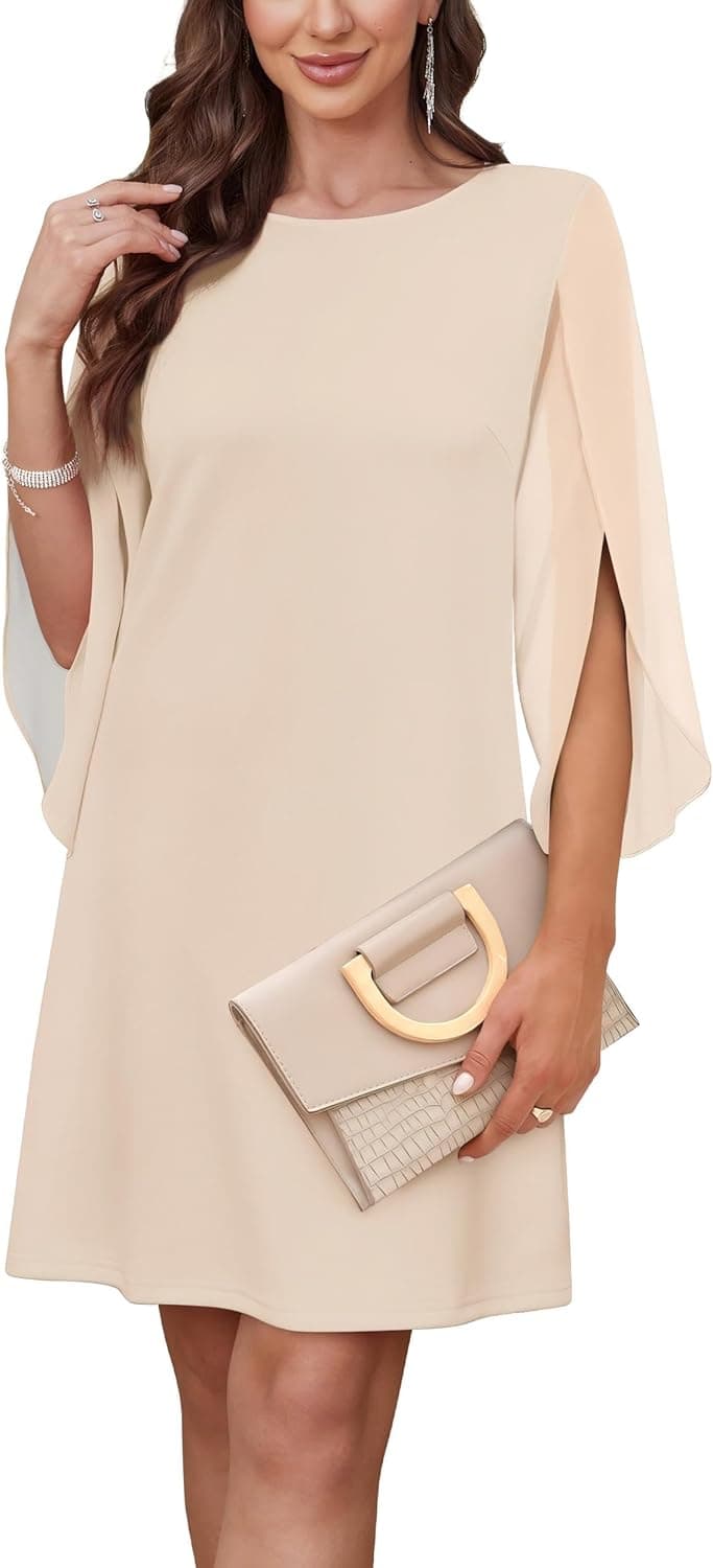 RUMIA Womens Cocktail Dresses Flutter Sleeve Wedding Guest Dresses for Women 2025 Trendy Apricot Medium - Image 2