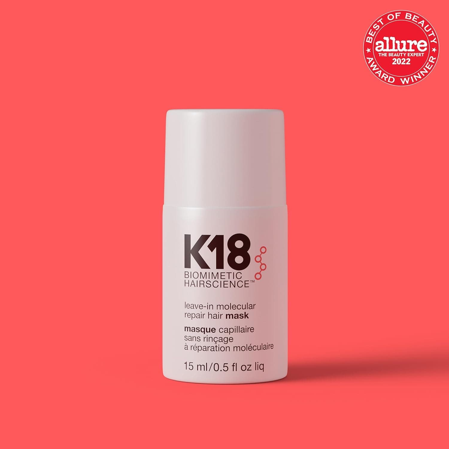 K18 Leave-In Molecular Repair Hair Mask, Patented, Lasting Repair For Dry, Frizzy, Damaged Hair, Reverse Damage In 4 Minutes From Bleach, Color, Chemical Services + Heat 0.51 Fl Oz (Pack of 1) - Image 2