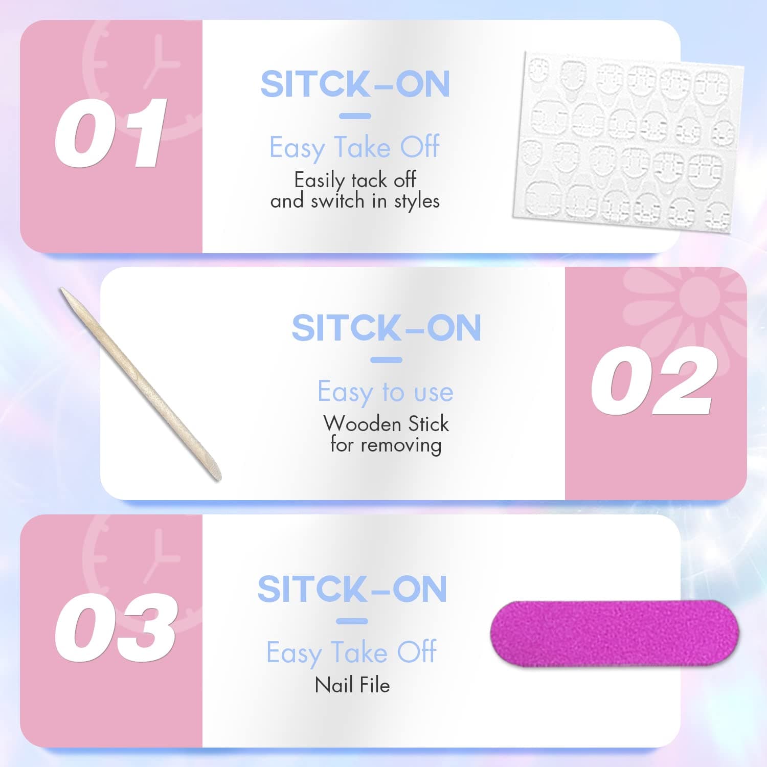 White Nails Press ons, Press on Nails Medium Square Glue on Nails Medium Length, Short Acrylic Nails Glue on Medium Coffin Nails Fake Nails False Nails for Women, Thick Solid Color Gel Nails 24Pcs glossy white - Image 6