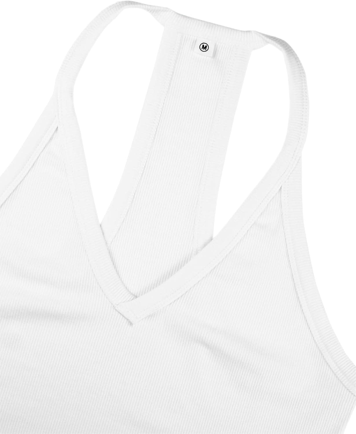 iGENJUN Workout Tops for Women Racerback Basic Tank Summer 2024 Camisole V Neck Slim Fit Ribbed Sleeveless Medium White - Image 5
