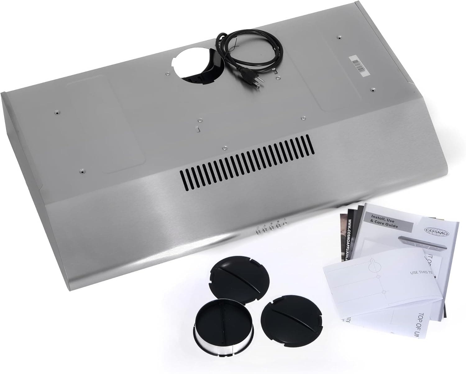 COSMO COS-5MU36 36 in. Delta Collection Ducted Under Cabinet Range Hood, Button Controls, Reusable Filters, LED Lights, Stainless Steel Stainless Steel 36 inch - Image 7