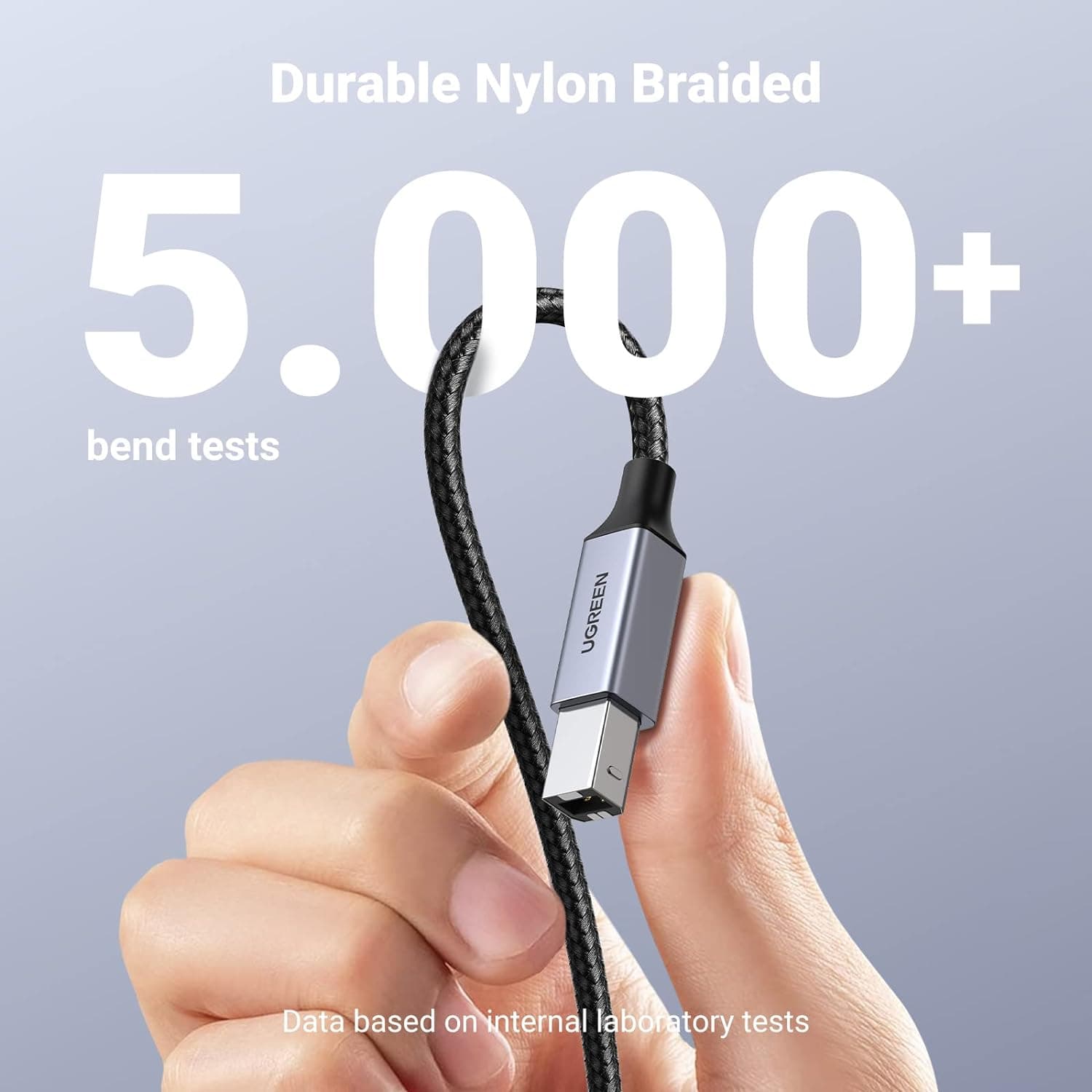 UGREEN USB B to USB C Printer Cable 3 FT, Nylon USB B to USBC Cable for MacBook Pro/Air, MIDI Cable Compatible with MIDI Keyboard/DJ Controller/DAC/Yamaha Casio Digital Piano for iPad 3 FT Silver - Image 3