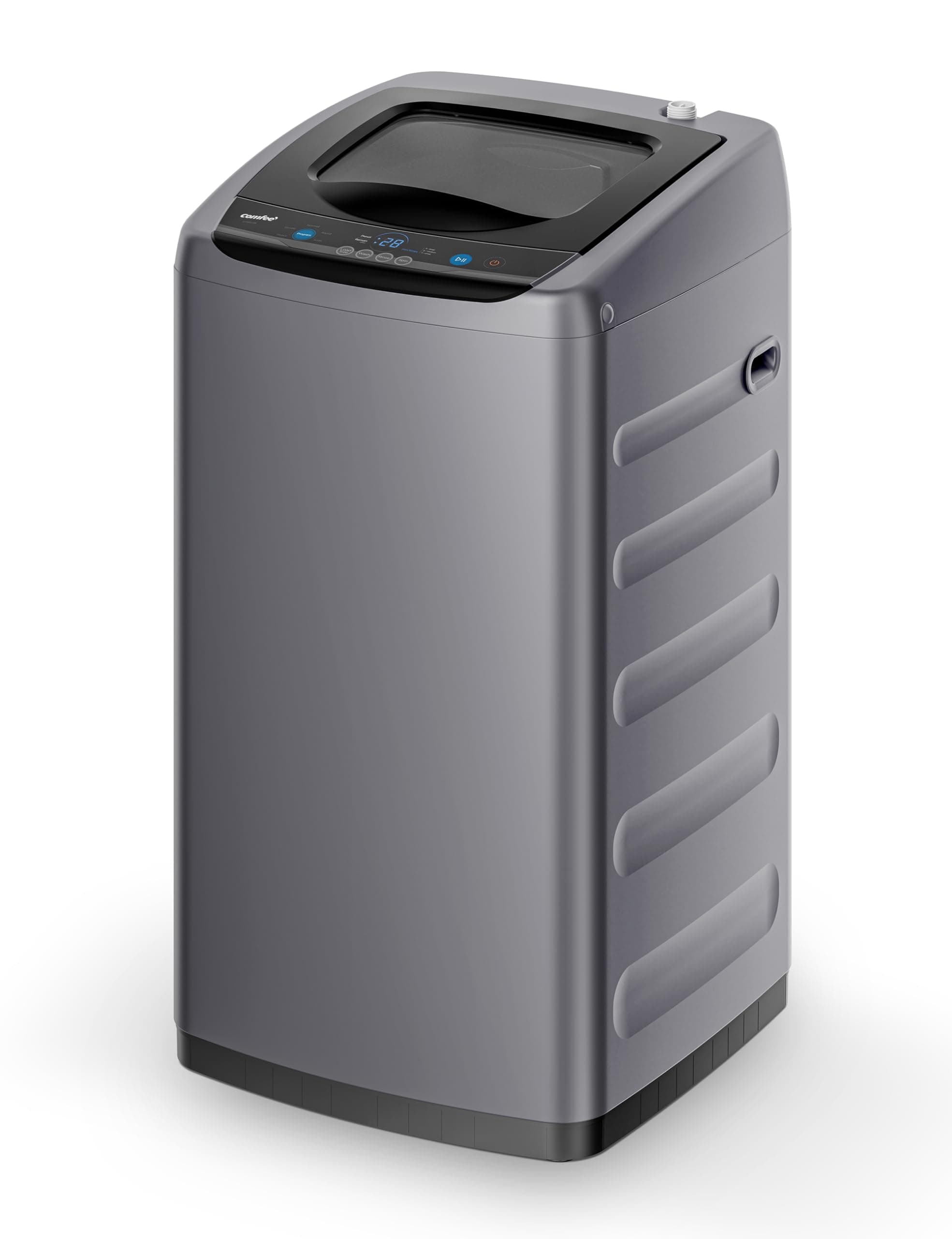 Comfee Portable Washing Machine, 0.9 cu.ft Compact Washer With LED Display, 5 Wash Cycles, 2 Built-in Rollers, Space Saving Full-Automatic Washer 0.9cu.ft Gray