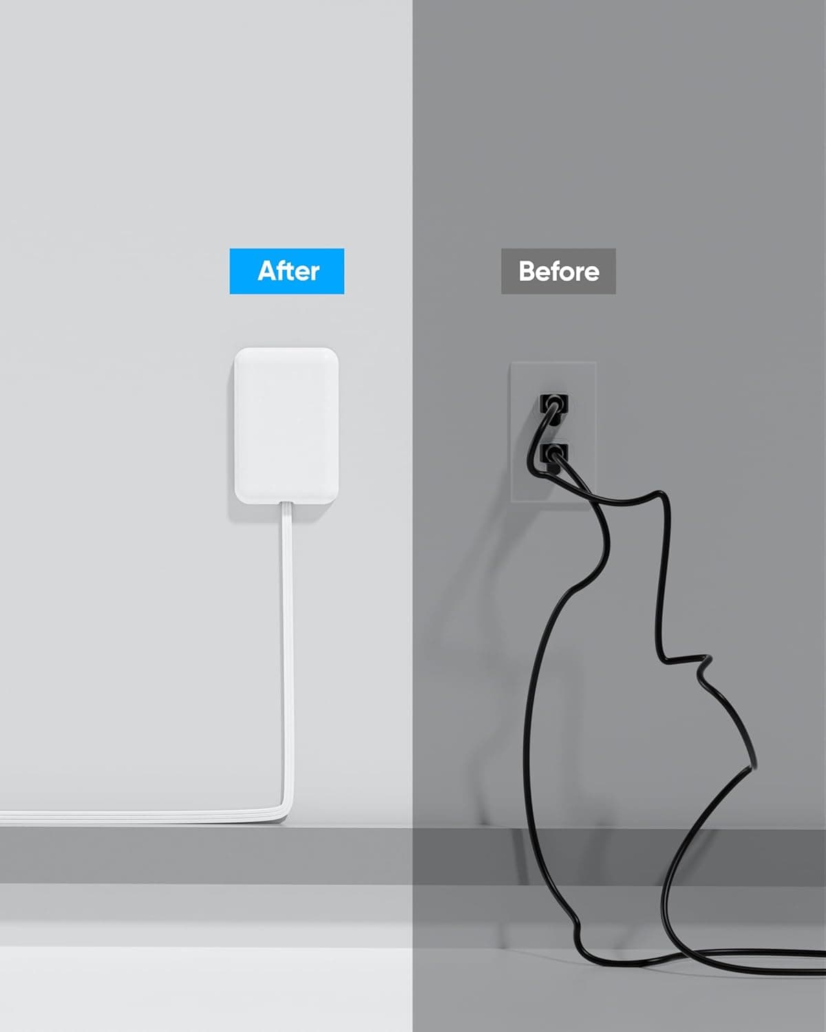 Flat Extension Cord with Outlet Cover, Flat Plug Power Strip with 6 Outlets and 3 USB Ports, 2000 Joules Surge Protector, 5 FT Cord Hidden Outlet Extender for Tight Spaces, White 5 FT 6AC+3USB - Image 7