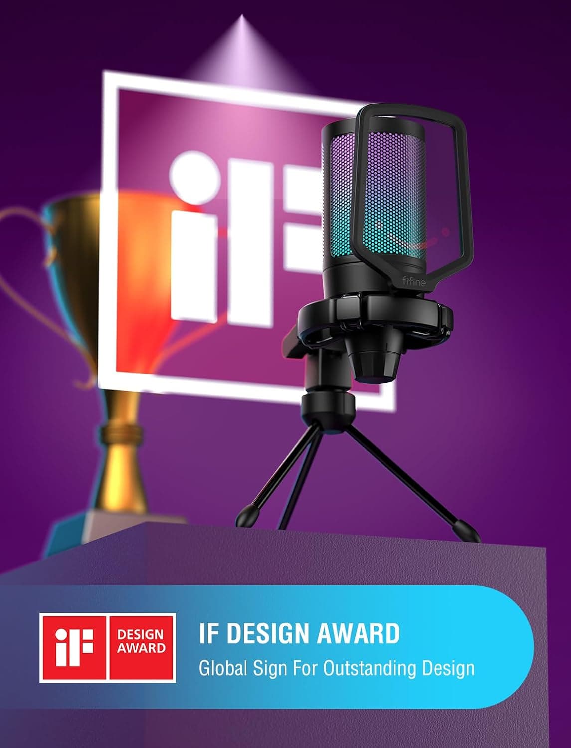 Micrófono USB para Gaming FIFINE para PC PS5, Micrófono de Condensador con Silencio Rápido, Indicador RGB, Soporte de Trípode, Filtro Antipop, Montaje de Choque, Control de Ganancia para Streaming Discord Twitch Podcasts Videos - AmpliGame Negro - Image 2