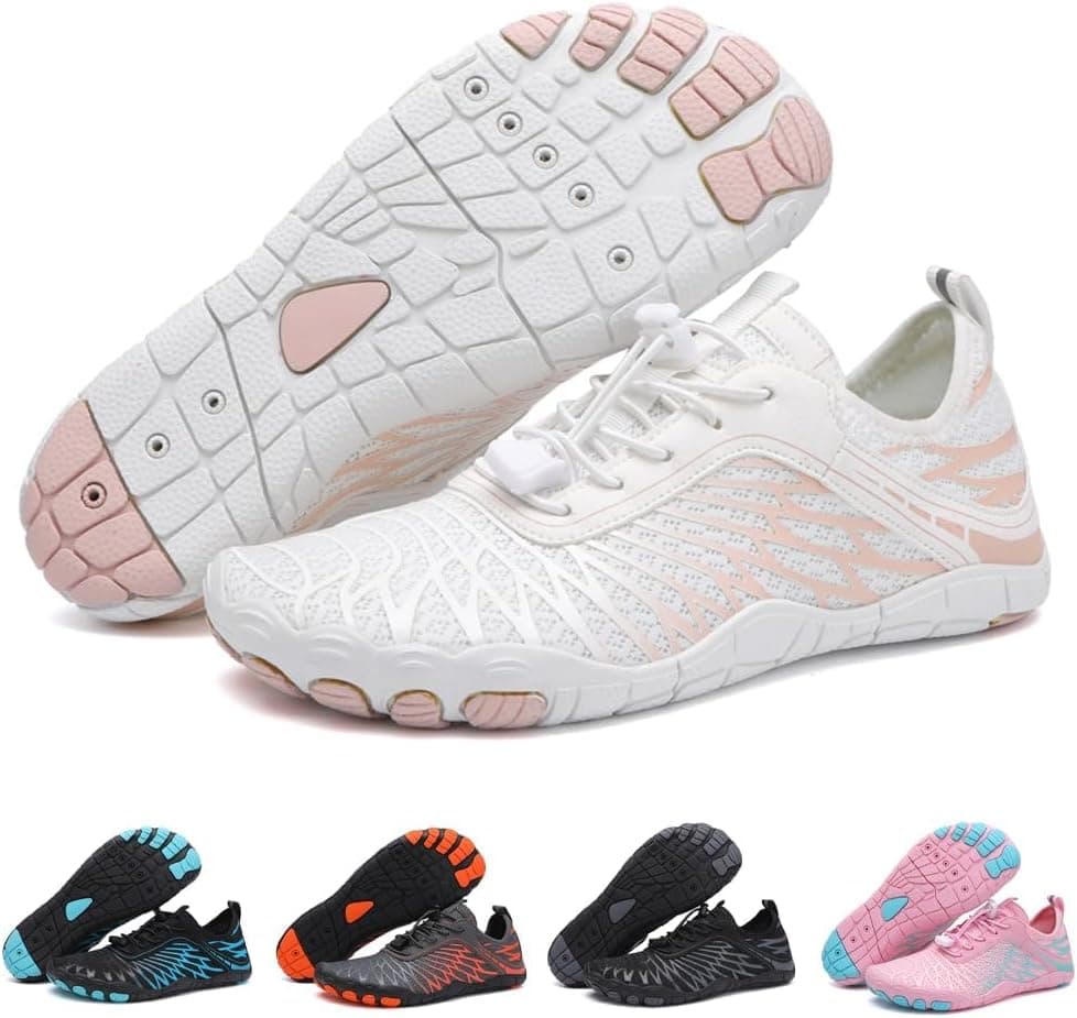 Hike Barefoot Shoes Womens Men Footwear,Pro-Healthy&Non-Slip Water Shoe for Women Men, Wide Toe Running Shoes Boots Sneakers Unisex 8.5 Women/7 Men White - Image 2