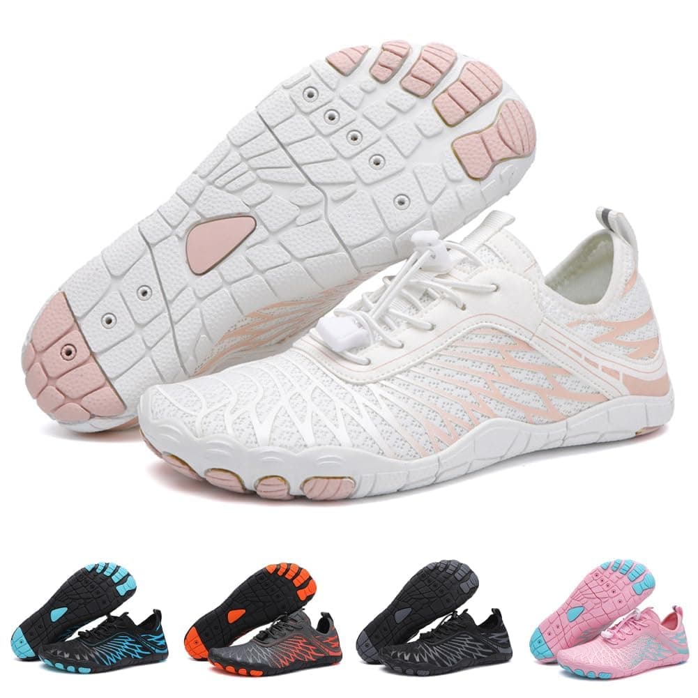 Hike Barefoot Shoes Womens Men Footwear,Pro-Healthy&Non-Slip Water Shoe for Women Men, Wide Toe Running Shoes Boots Sneakers Unisex 8.5 Women/7 Men White