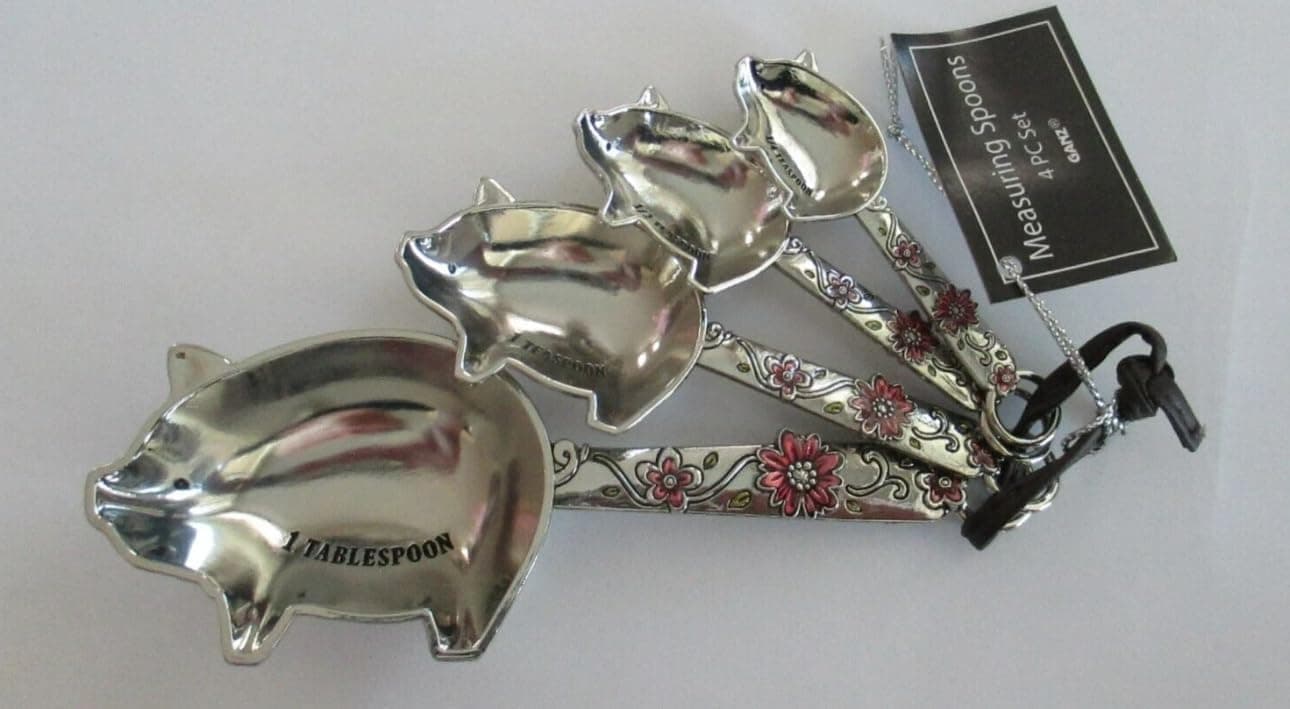 4-Piece Measuring Spoons Set Pigs with Flowers - Image 3