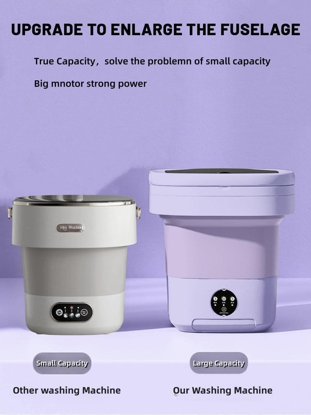 Portable Washing Machine, Mini Washer, 16L Na Na-upgrade na Malaking Kapasidad na Nat折折 na Washer. Malalim na Paglilinis ng Panloob, Damit ng Sanggol at iba pa - Image 4