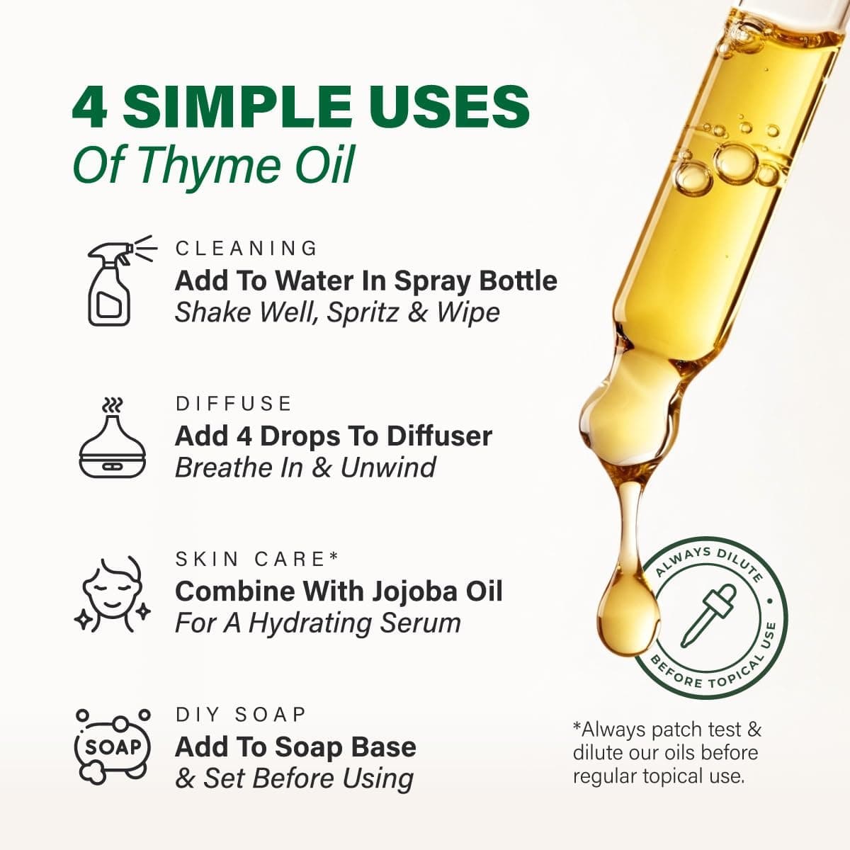 KUKKA Thyme Essential Oils - 4 Fl Oz - para sa Buhok, Balat, Diffuser, Aromatherapy & DIY Soap Making Scent Thyme 4.00 Fl Oz (Pack of 1) - Image 6
