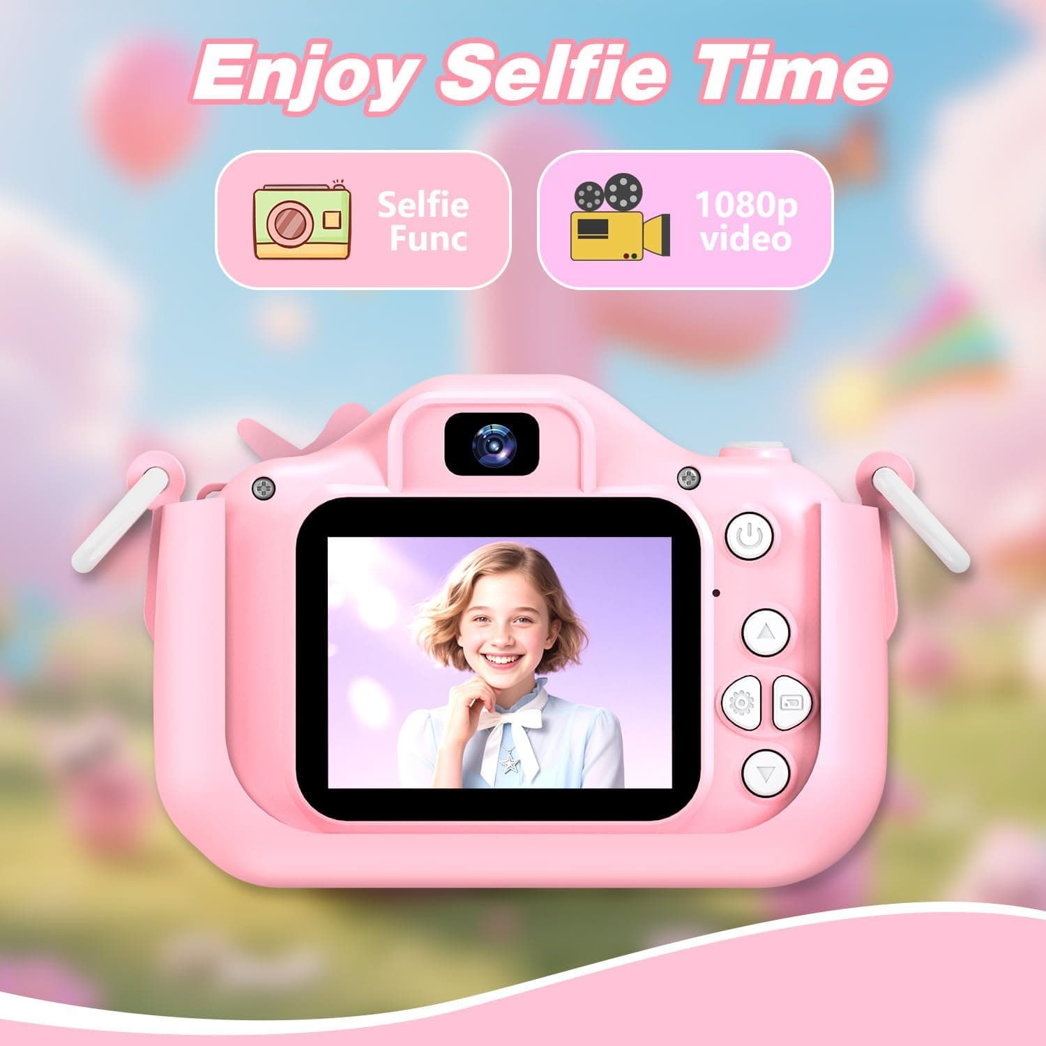 Goopow Kids Camera Toys for 3-8 Year Old Girls Boys,Children Digital Video Camcorder Camera with Cartoon Soft Cover, Best Chritmas Birthday Festival Gift for Kids - 32G SD Card Included Pink-DJS - Image 5