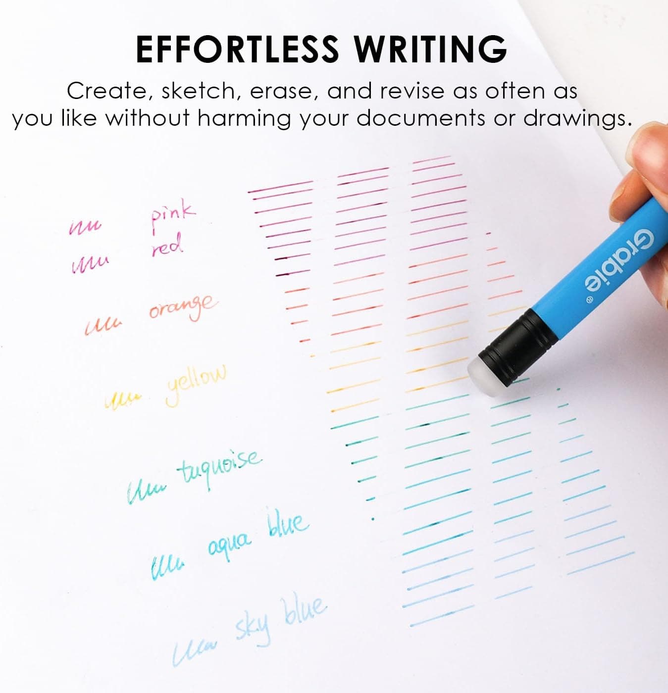 Grabie Erasable Gel Pens, 9 Colors Erasable Pens, Make Mistakes Disappear Colored Pens, Assorted Color Inks for Drawing Writing Planner,Gel Pens for Coloring 9 Colors Pens: Classic - Image 6