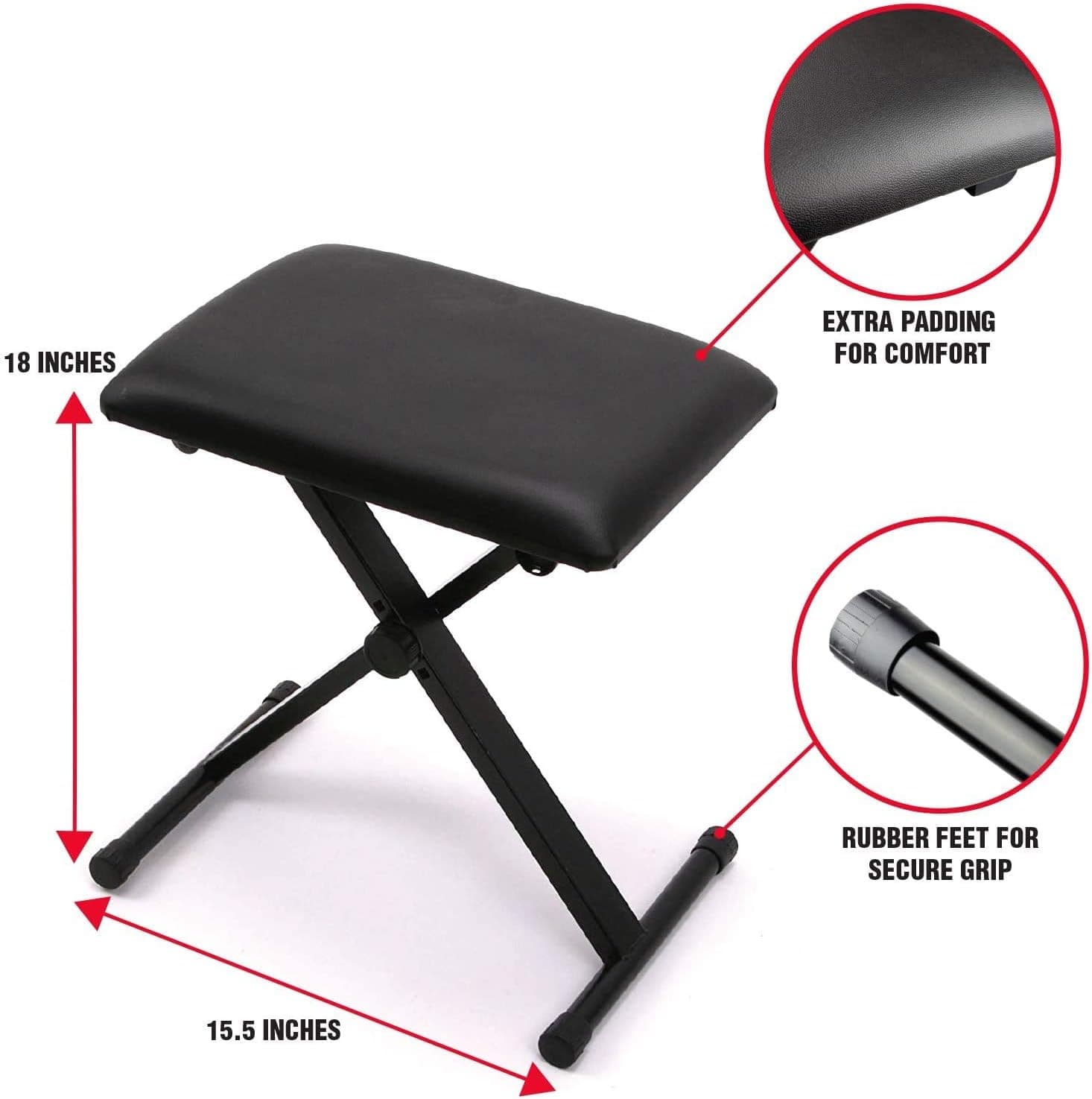 RockJam 61 Key Keyboard Piano Stand With Pitch Bend Kit, Piano Bench, Headphones, Simply Piano App & Keynote Stickers 61 Key Kit with Pitch Bend - Image 5