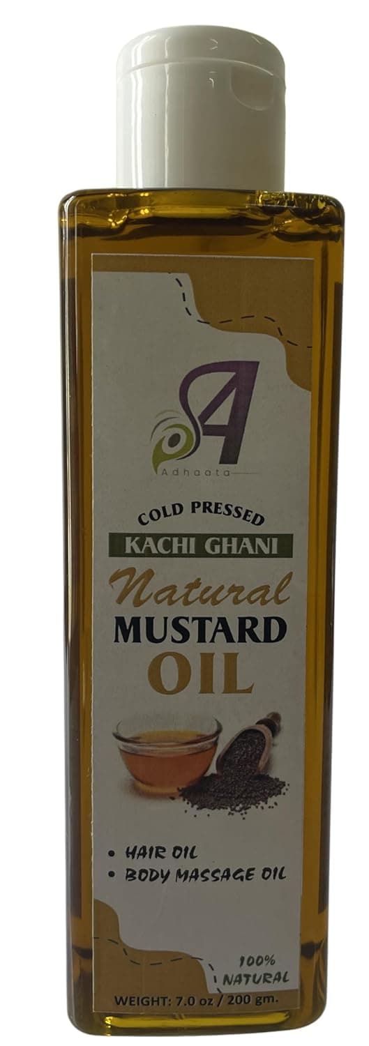 Kachi Ghani Mustard Seed Oil | Brassica Juncea | Unrefined | For Hair Growth | For Skin | For Massage | 100% Pure Natural | Traditional Cold Pressed Mustard Oil 7 Fl oz - (200 gram) - Image 4