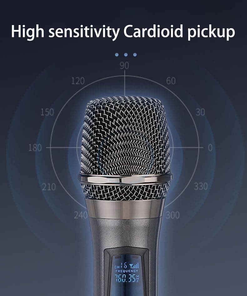 Wireless Microphone, Rechargeable Fixed Frequency Wireless Dual Microphone, Dual Handheld Dynamic Microphone,Karaoke Singing, Weddings DJ,Party, Church, Classroom use, 200 feet, Gray - Image 7