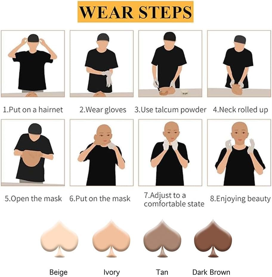 Silicone Female Mask Realistic Face with Makeup for Crossdressing Cosplay Drag Queen Beige - Image 6