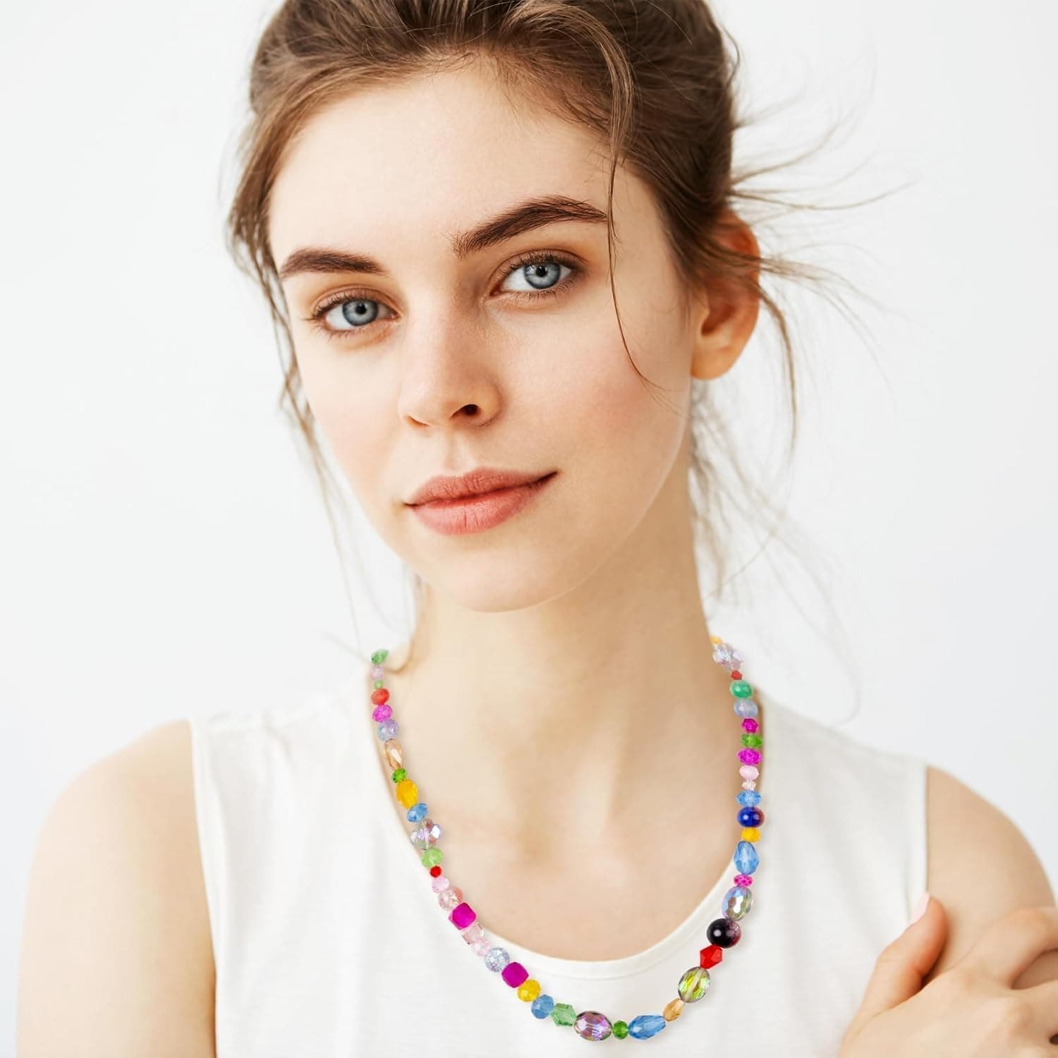 OuMuaMua 636pcs Glass Beads for Jewelry Making, Loose Sparkly Beads Hole Drilled DIY for Bracelets Craft Earrings Making, Colorful Rainbow Crystal Beads Colorful Rainbow Crystal Beads 636pcs - Image 3