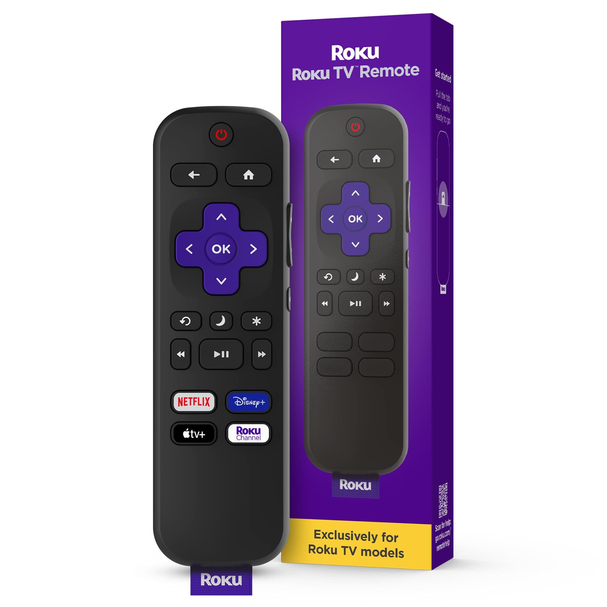 Roku TV Remote Control (Official Manufacturer Product) - Simple Setup, & Pre-Set App Shortcuts - Replacement Remote Compatible with RokuTV Models ONLY (Not Roku Players)