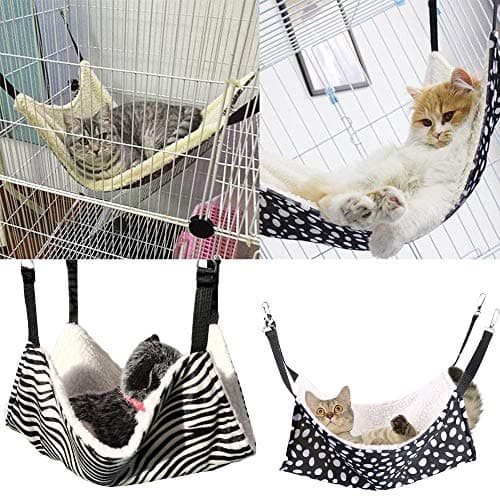 AKIRO Pet Cage Hammock, Round Dot Tower Zebra Leopard Pattern Warm Pet Hammock, Soft Plush Hanging Cat Bed Mat Winter Warm Cotton - Image 3