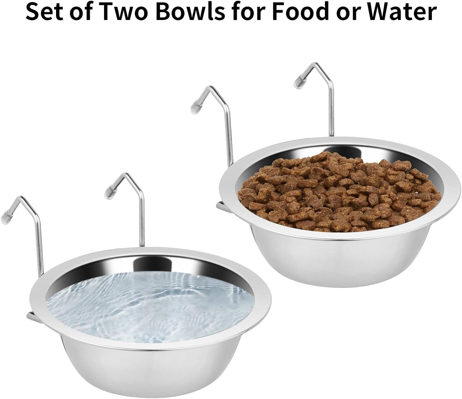 2PCS Kennel Water Bowl Hanging,Stainless Steel Puppy Bowls for Small Dog Cage,Kennel, Crate, Catio Accessories,Dog Crate Water Bowl Dish Feeder Food Holder No Spill(8oz/1cup) 8.0oz - Image 5