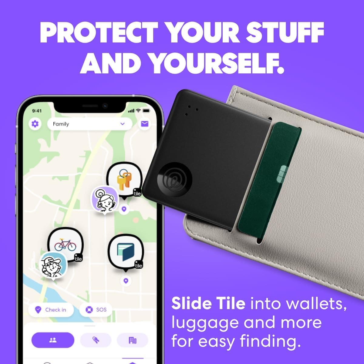 Life360 Tile Slim - Wallet Finder, Bluetooth Tracker and Item Locator for Luggage Tags, Passports and More. Both iOS and Android Compatible. Phone Finder. 1-Pack (Black) 1-Pack Black - Image 2