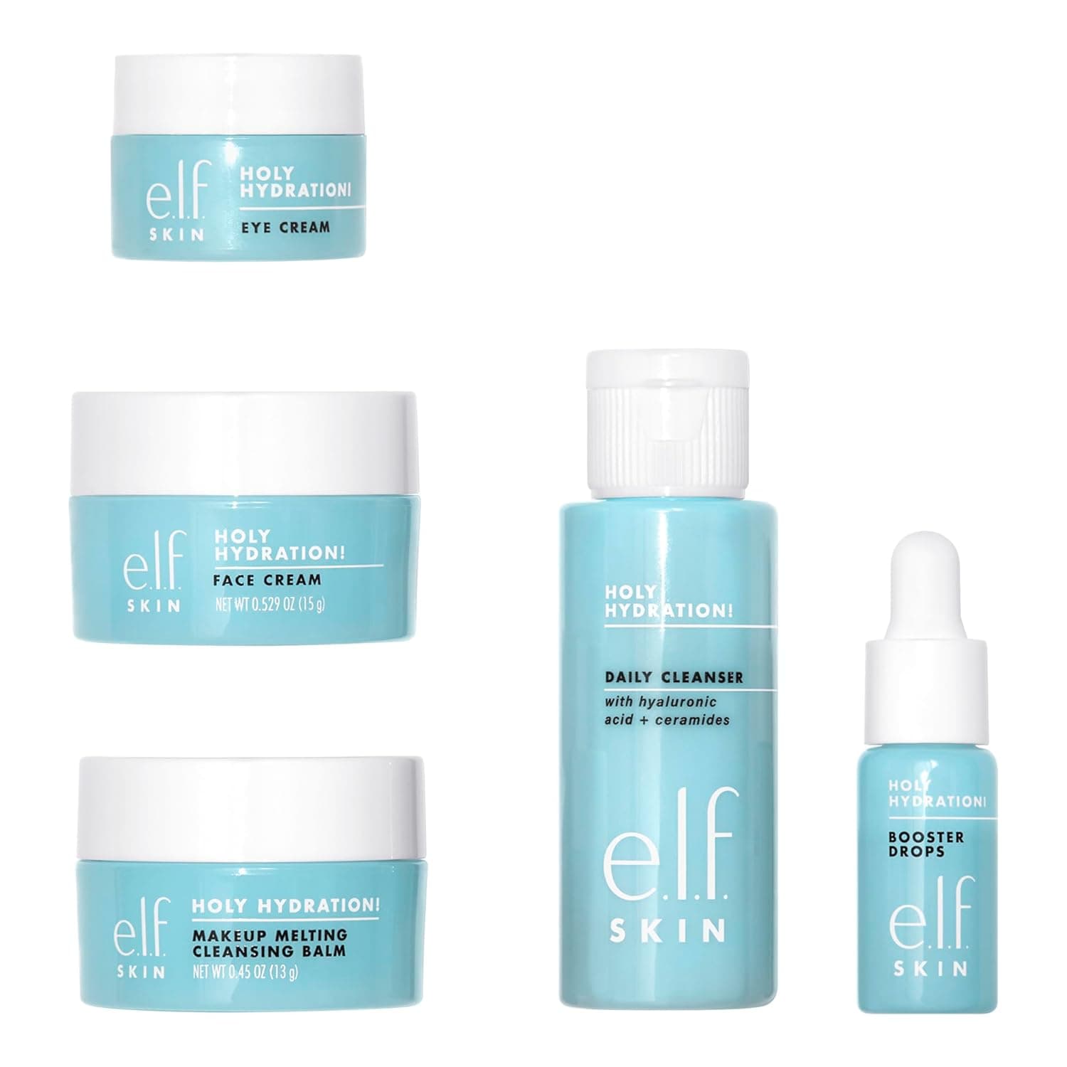 e.l.f. SKIN Holy Hydration! Hydrated Ever After Skincare Mini Kit, Cleanser, Makeup Remover, Moisturizer & Eye Cream For Hydrating Skin, Airplane-Friendly Sizes - Image 5