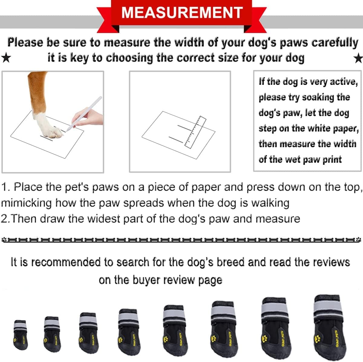 QUMY Dog Shoes for Large Dogs, Medium Dog Boots & Paw Protectors for Winter Snowy Day, Summer Hot Pavement, Water-Resistant in Rainy Weather, Outdoor Walking, Indoor Hardfloors Skid-Resistant Sole Black Size 6: 2.6''x3.0''(W*L) (Pack of 4) - Image 2