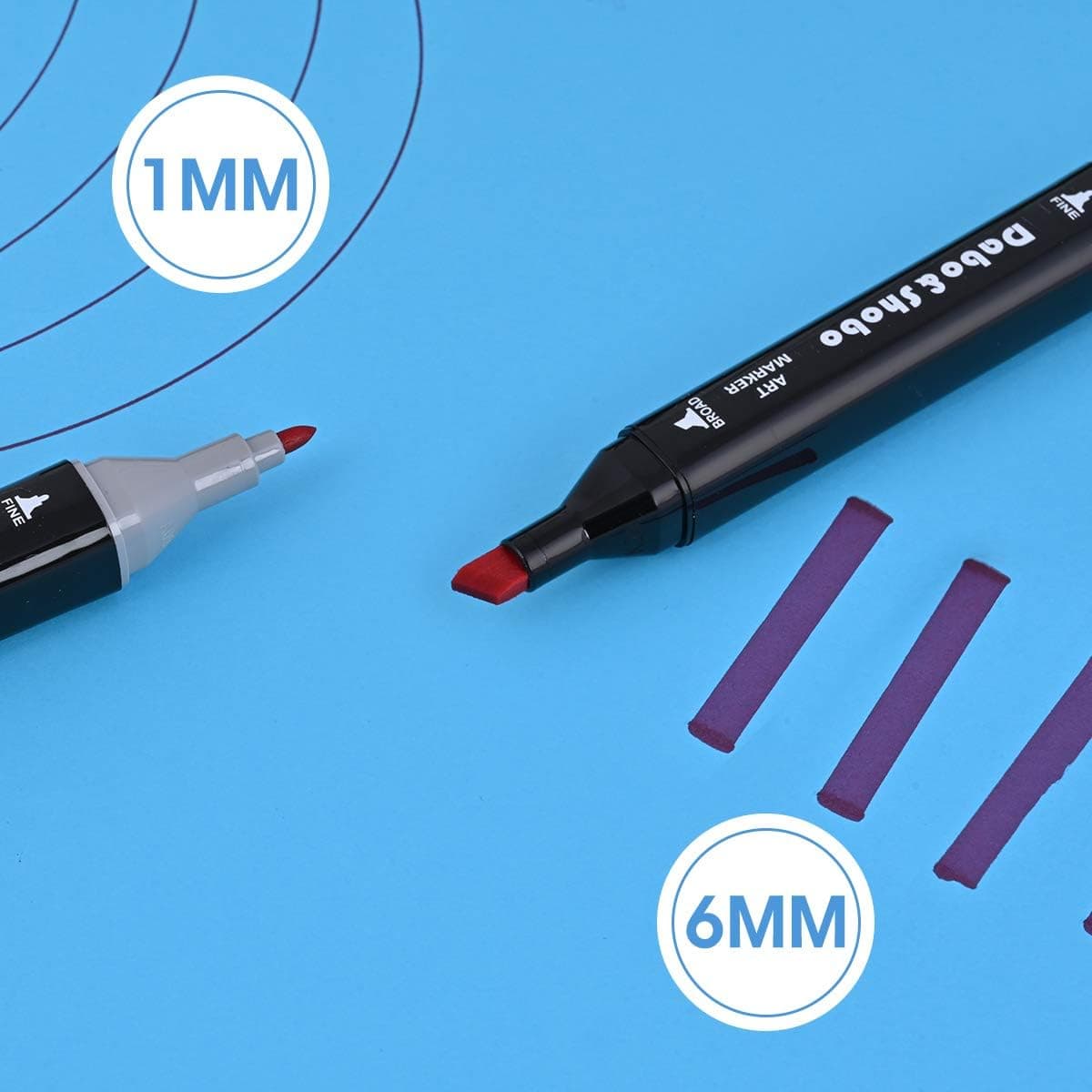 Dabo&Shobo 60 Color Alcohol Marker Pens, Bright Permanent Markers For Coloring, Markers For Adults Coloring Book, Wide Chisel And Fine Tip, Dual Tip Design Equipped with Black Suitcase - Image 5