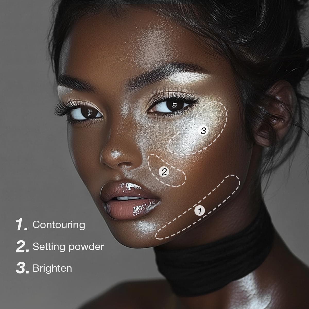 Black White Makeup Palette, White Pressed Setting Powder Goth Halloween Black Gothic Foundation & EyeShadow Kit, Matte Finish for Smokey Eyes, High-Pigment Face Paint Skeleton Cosplay & Costume Looks - Image 6