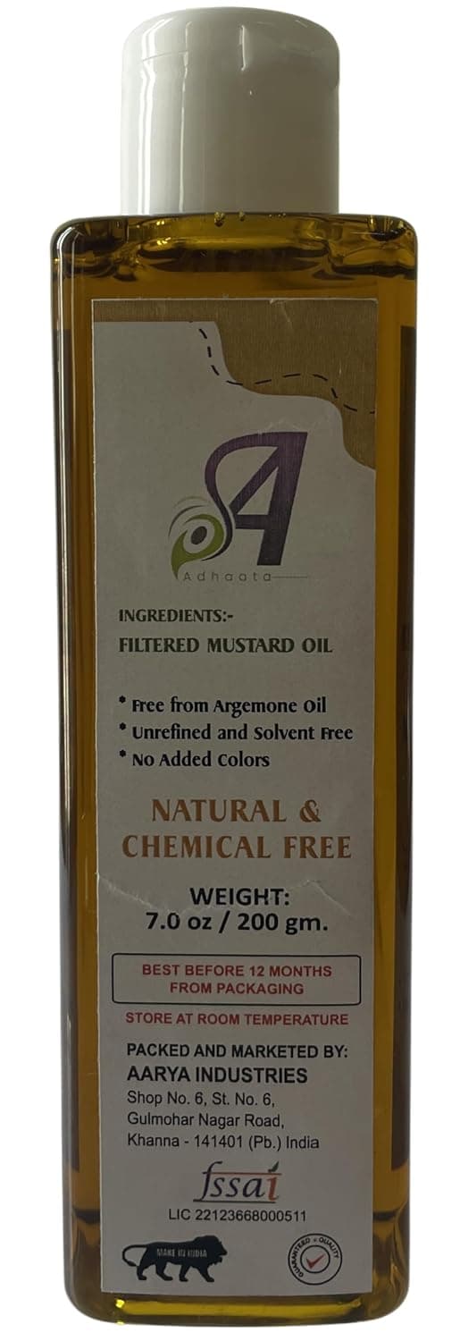 Kachi Ghani Mustard Seed Oil | Brassica Juncea | Unrefined | For Hair Growth | For Skin | For Massage | 100% Pure Natural | Traditional Cold Pressed Mustard Oil 7 Fl oz - (200 gram) - Image 3