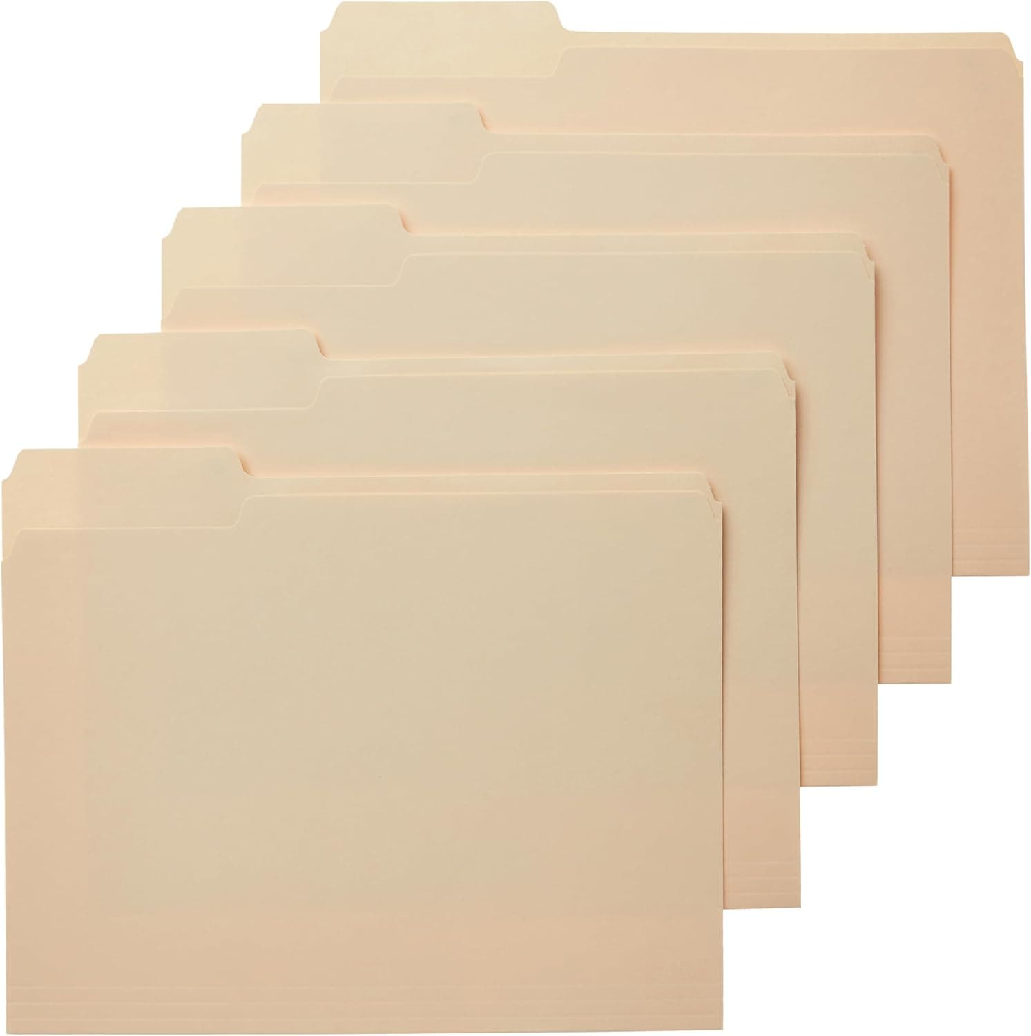 Amazon Basics File Folders with Tabs for Filing, 1/3-Cut Tab, Assorted Positions, 8.5x11 inches, Letter Size, Manila, Pack of 100 Manila Letter - Image 2