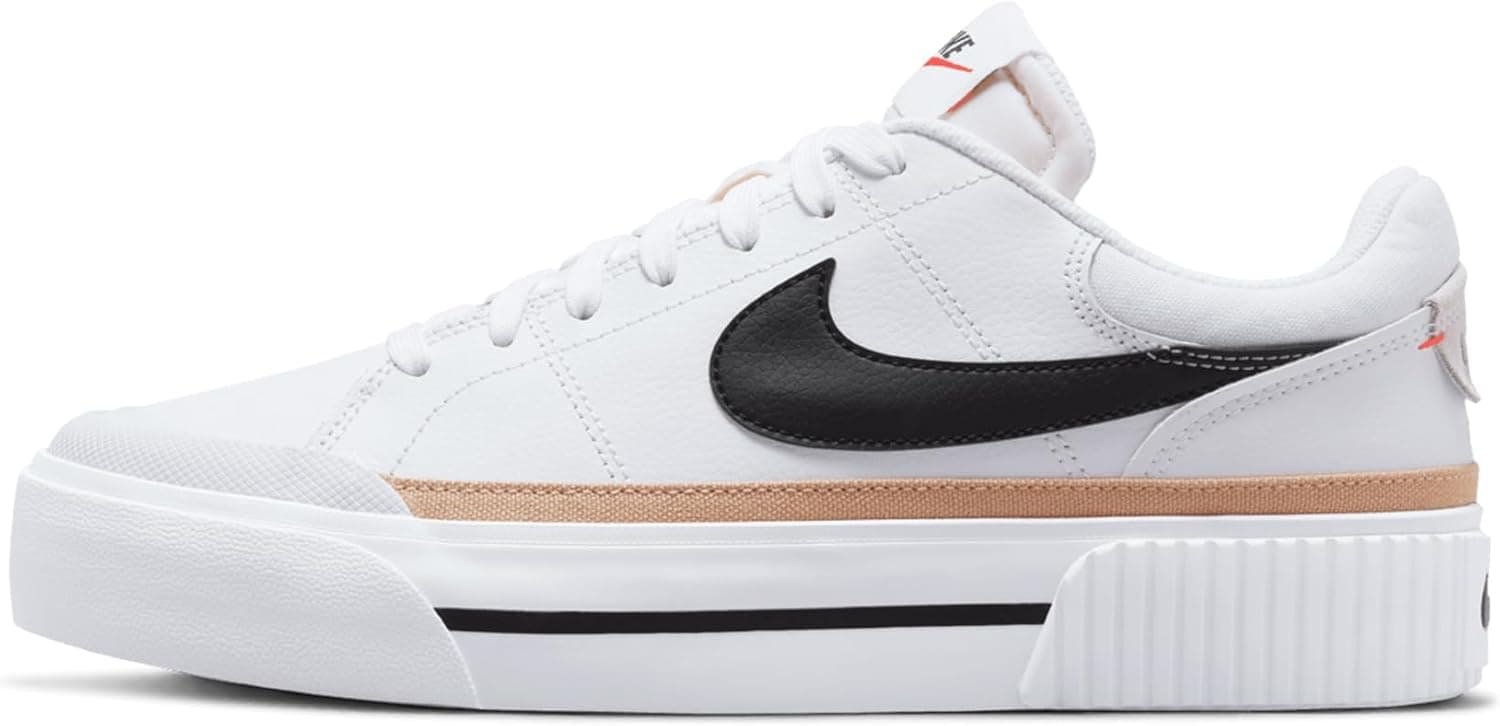 Nike Women's Court Legacy Lift Shoes 7 White/Black/Hemp/Team Orange - Image 2