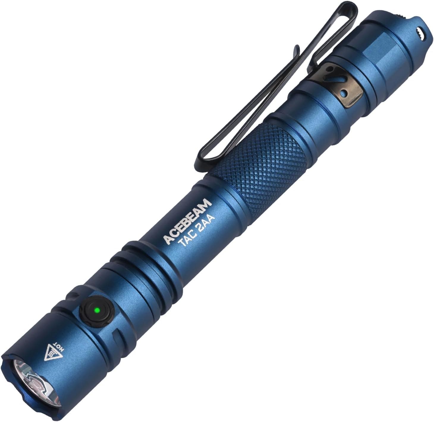 ACEBEAM TAC 2AA EDC Tactical Dual Modes Flashlight Rechargeable, 1400 High Lumens Flashlight, Dual Switch Pocket LED Flashlight, Super Bright Small Flash Light for Emergency, Camping, Home(SFT-25R HI) Blue 6500K-1400 Lumens 304 Meters - Image 2